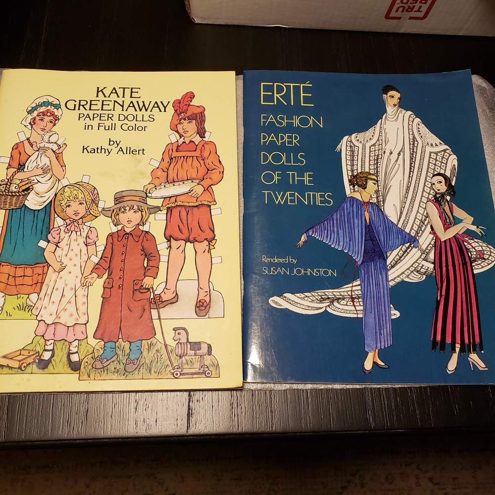 VTG Paper Doll Books Erte Fashion of the 1920s & Kate Greenaway Victorian Uncut